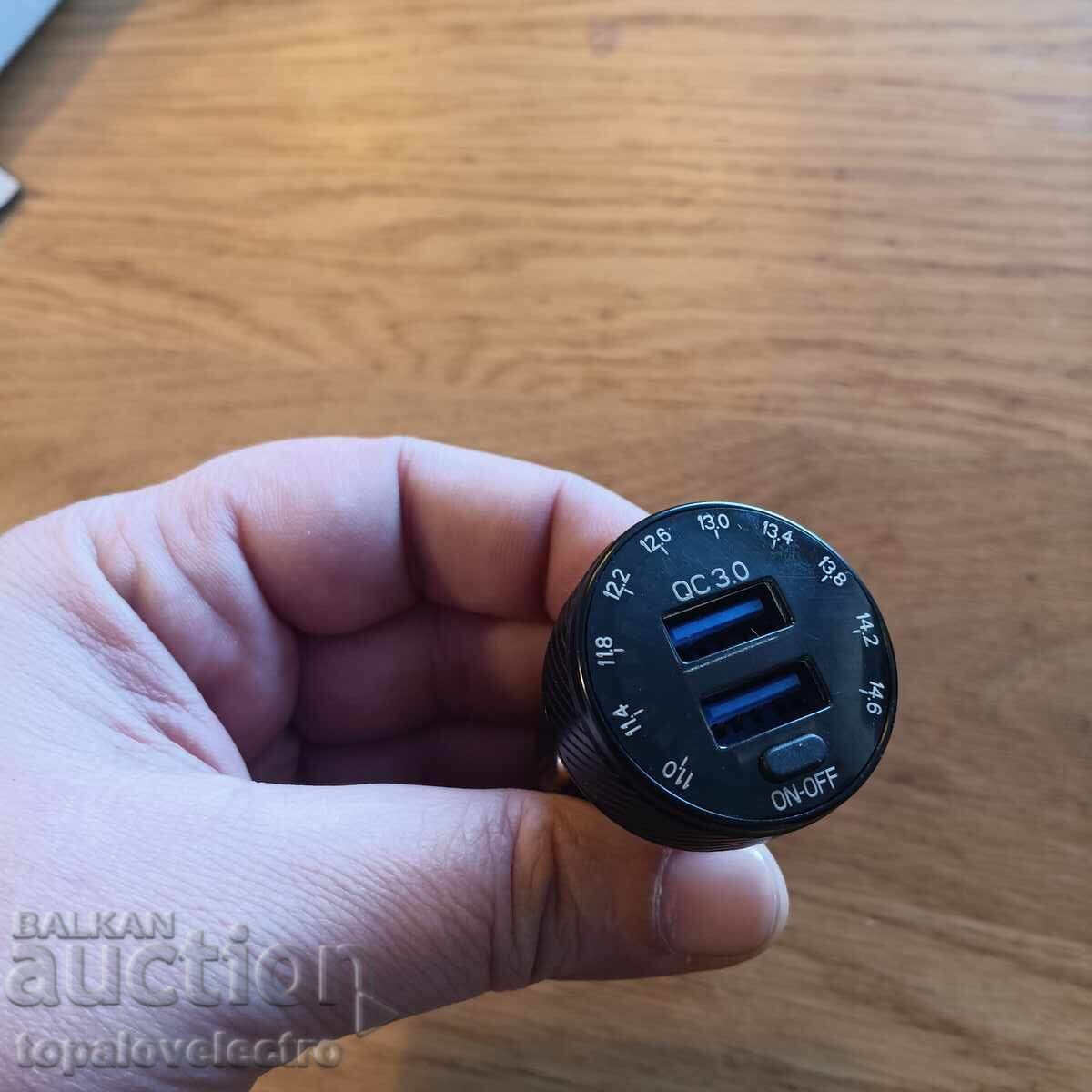 ΝΕΟ! Φορτιστής αυτοκινήτου USB 36W με δύο θύρες QC3.0, έγχρωμος - 6