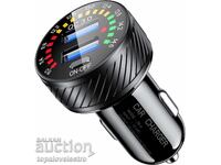 НОВО! Автомобилно USB зарядно 36W с два QC3.0 порта, цветен