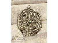 Gorgeous Antique Filigree Silver Pendant Handmade