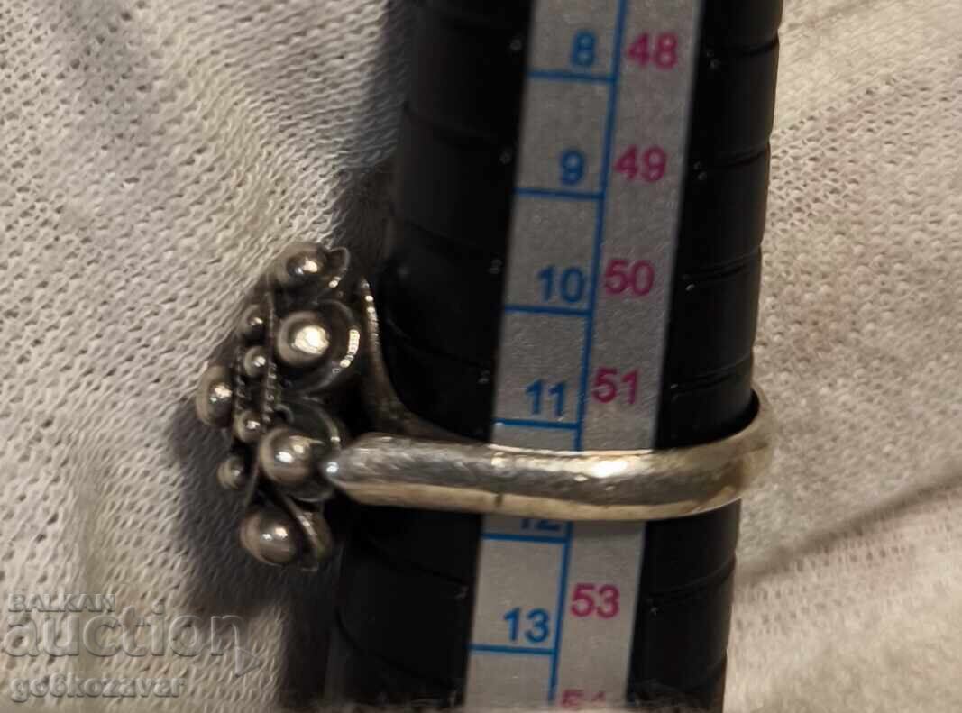 Αρχαίο ασημένιο δαχτυλίδι με σήμα πάνω από 0,950 Χειροποίητο - 5