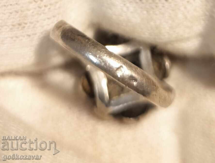 Αρχαίο ασημένιο δαχτυλίδι με σήμα πάνω από 0,950 Χειροποίητο - 6