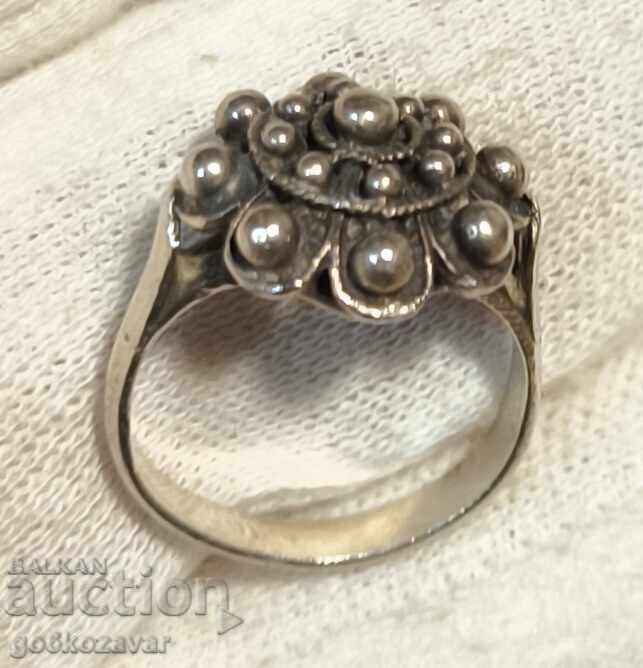 Αρχαίο ασημένιο δαχτυλίδι με σήμα πάνω από 0,950 Χειροποίητο