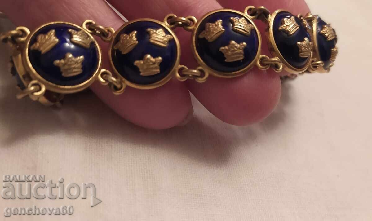 Ρετρό επώνυμο βραχιόλι SPORTING&GO με βασιλικό μπλε σμάλτο - 5