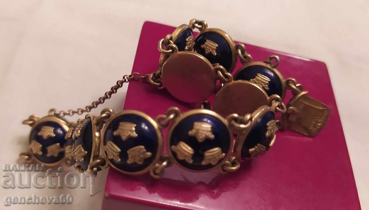 Ретро маркова гривна SPORRCNE&CO с кралски син емайл - 6 Ретро маркова гривна SPORRCNE&CO с кралски син емайл - 6