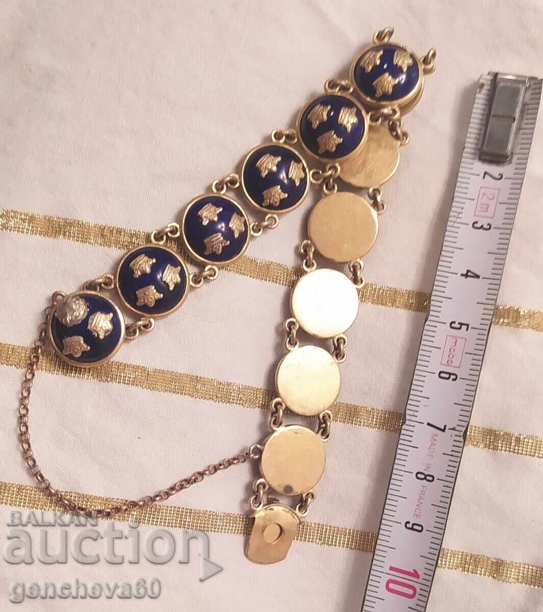 Ρετρό επώνυμο βραχιόλι SPORTING&GO με βασιλικό μπλε σμάλτο - 7