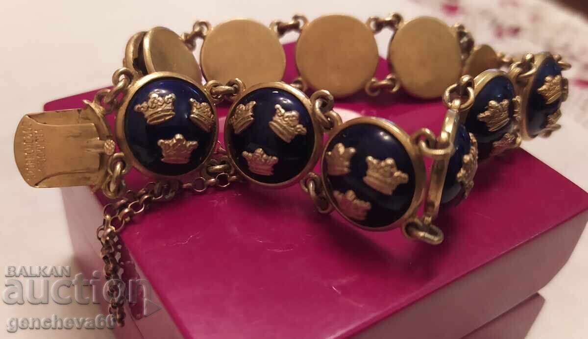 Ρετρό επώνυμο βραχιόλι SPORTING&GO με βασιλικό μπλε σμάλτο