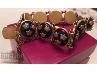 Ρετρό επώνυμο βραχιόλι SPORTING&GO με βασιλικό μπλε σμάλτο