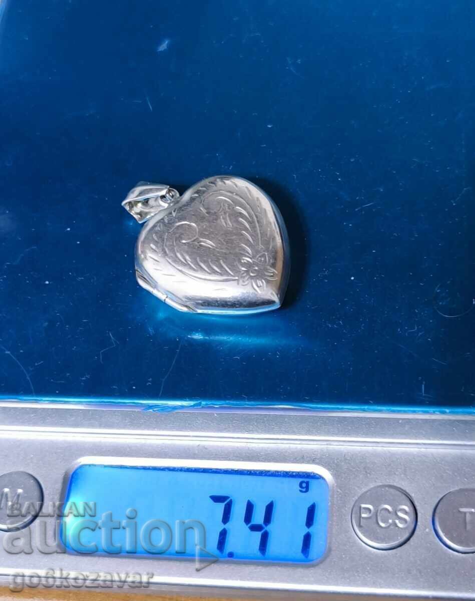 Livrarea Medalion de argint inimă care se deschide – stil elegant vintage