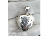 Ασημένιο μενταγιόν καρδιά που ανοίγει – κομψό vintage στυλ