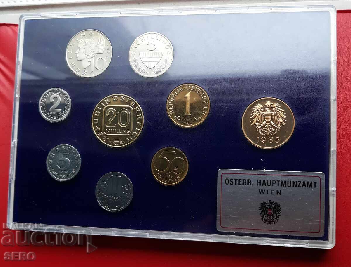 Австрия-СЕТ 1985 от 8 монети и 1 медал с цена € 12.00 | 23.47 лв. Австрия-СЕТ 1985 от 8 монети и 1 медал с цена € 12.00 | 23.47 лв.