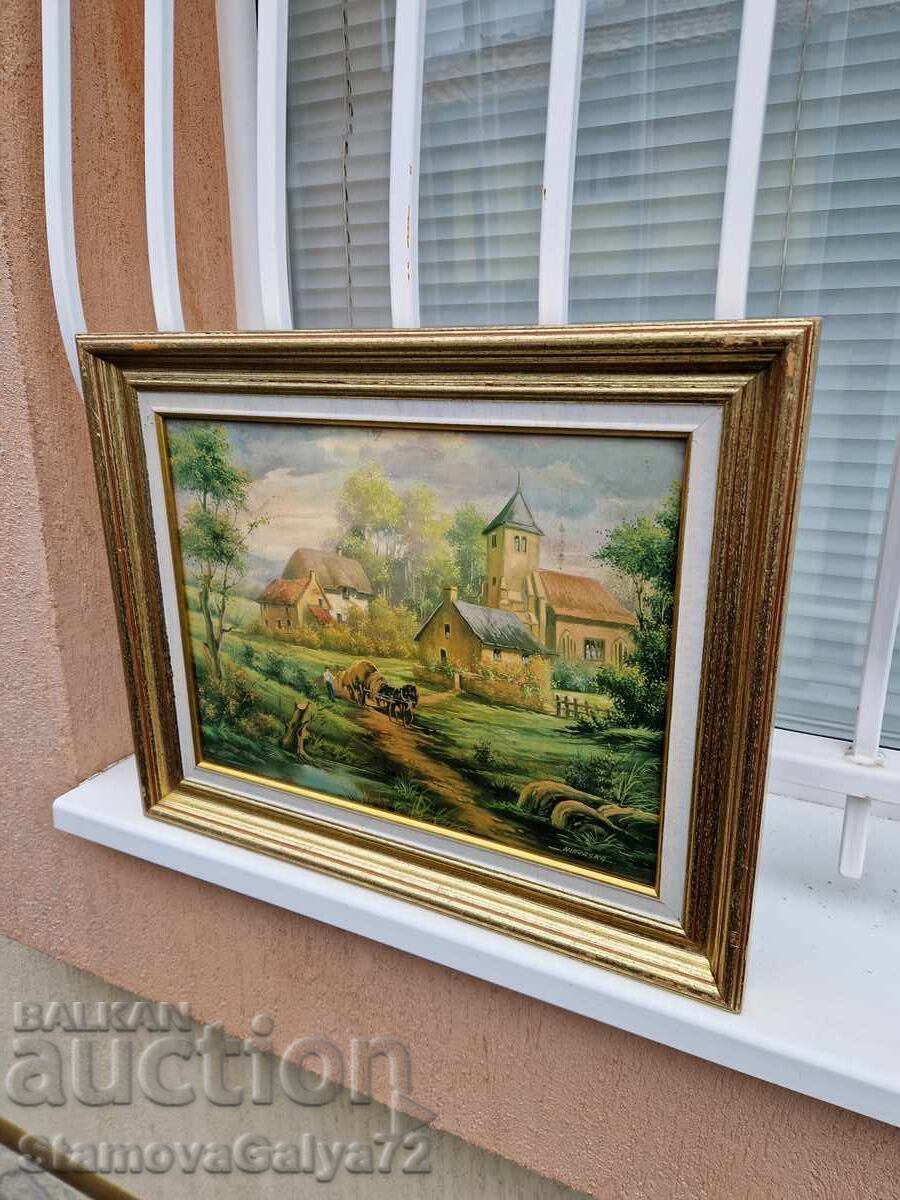 Minunată pictură antică franceză email - 6