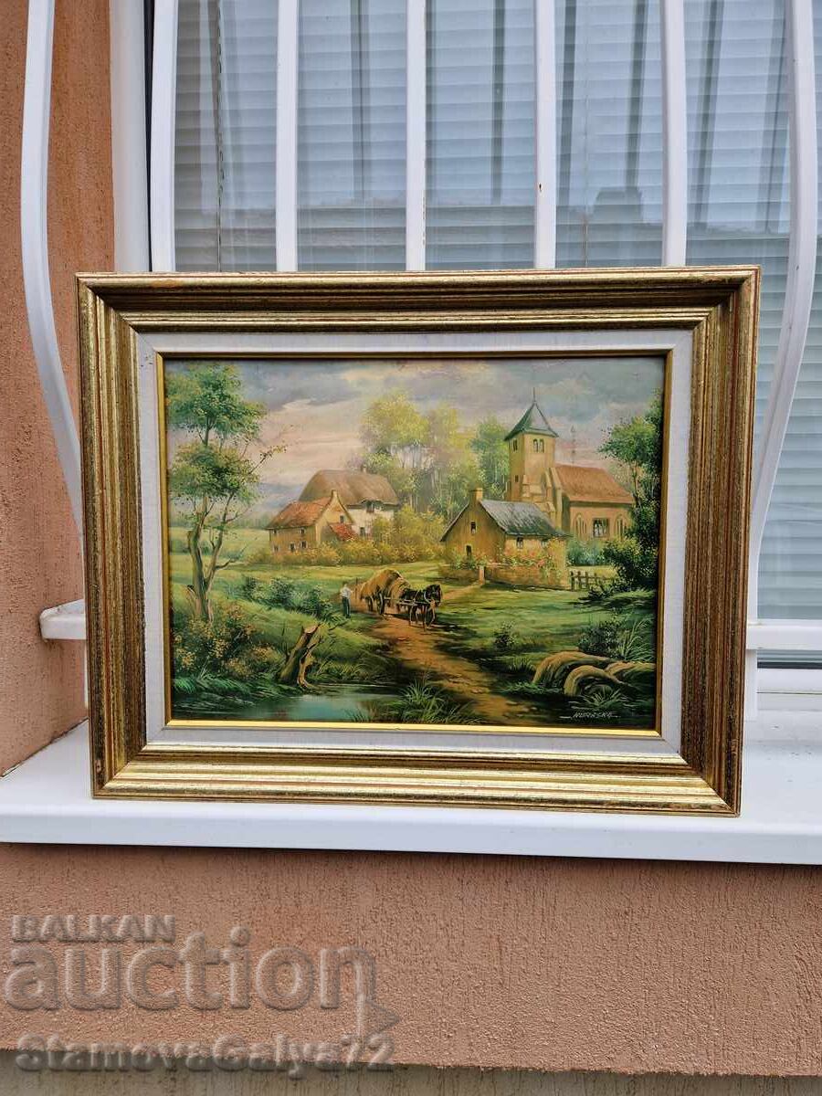 Прекрасна антикварна френска картина емайл