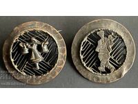 42547 България две брошки девойка с менци и момък с гъдулка