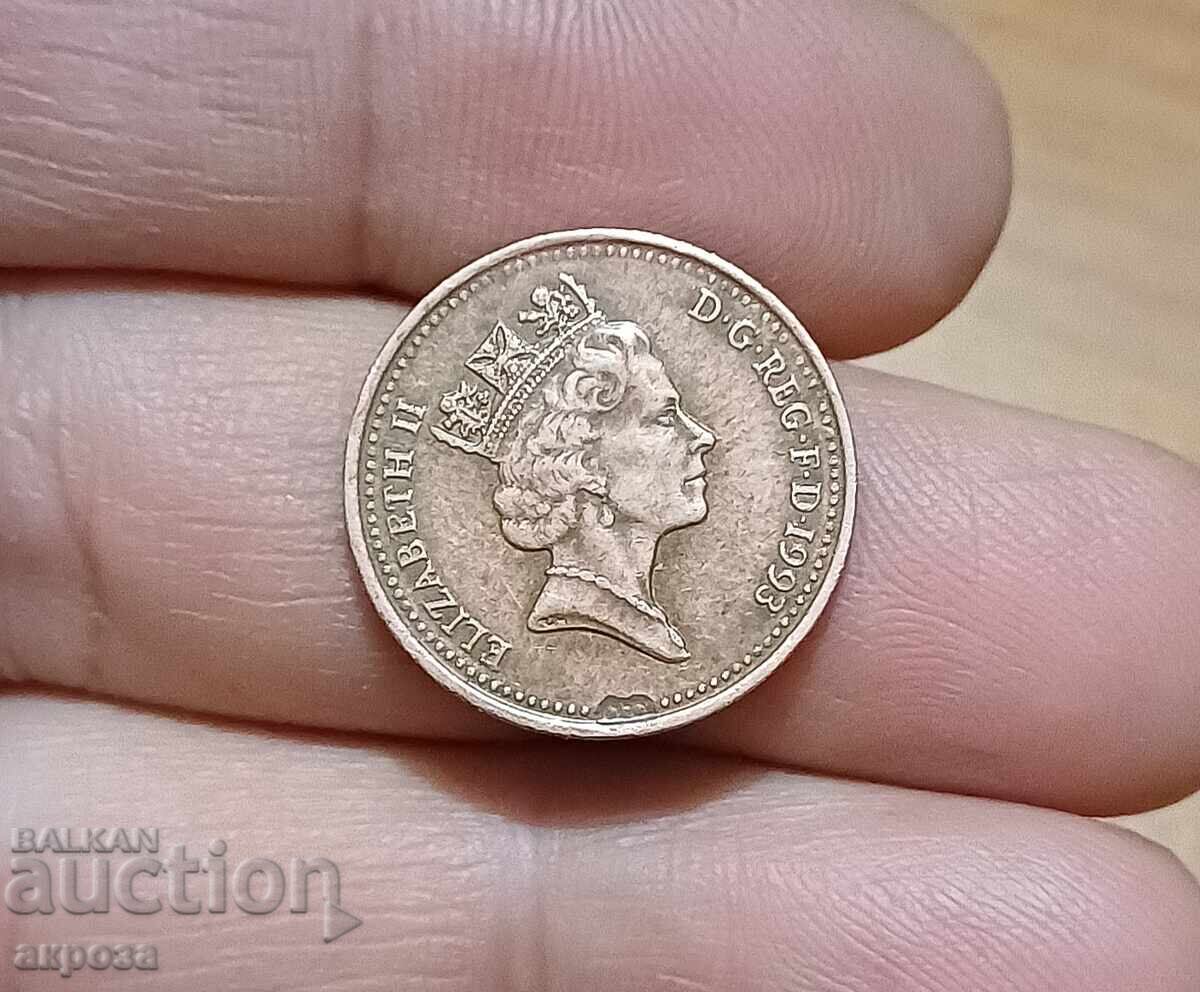 Licitație 1 penny Marea Britanie cu DEFECT DE MATRIȚĂ