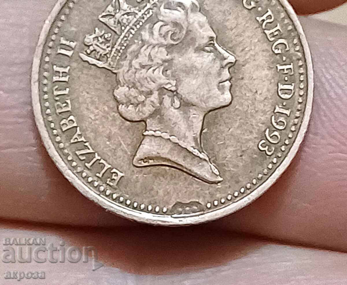 1 penny Marea Britanie cu DEFECT DE MATRIȚĂ