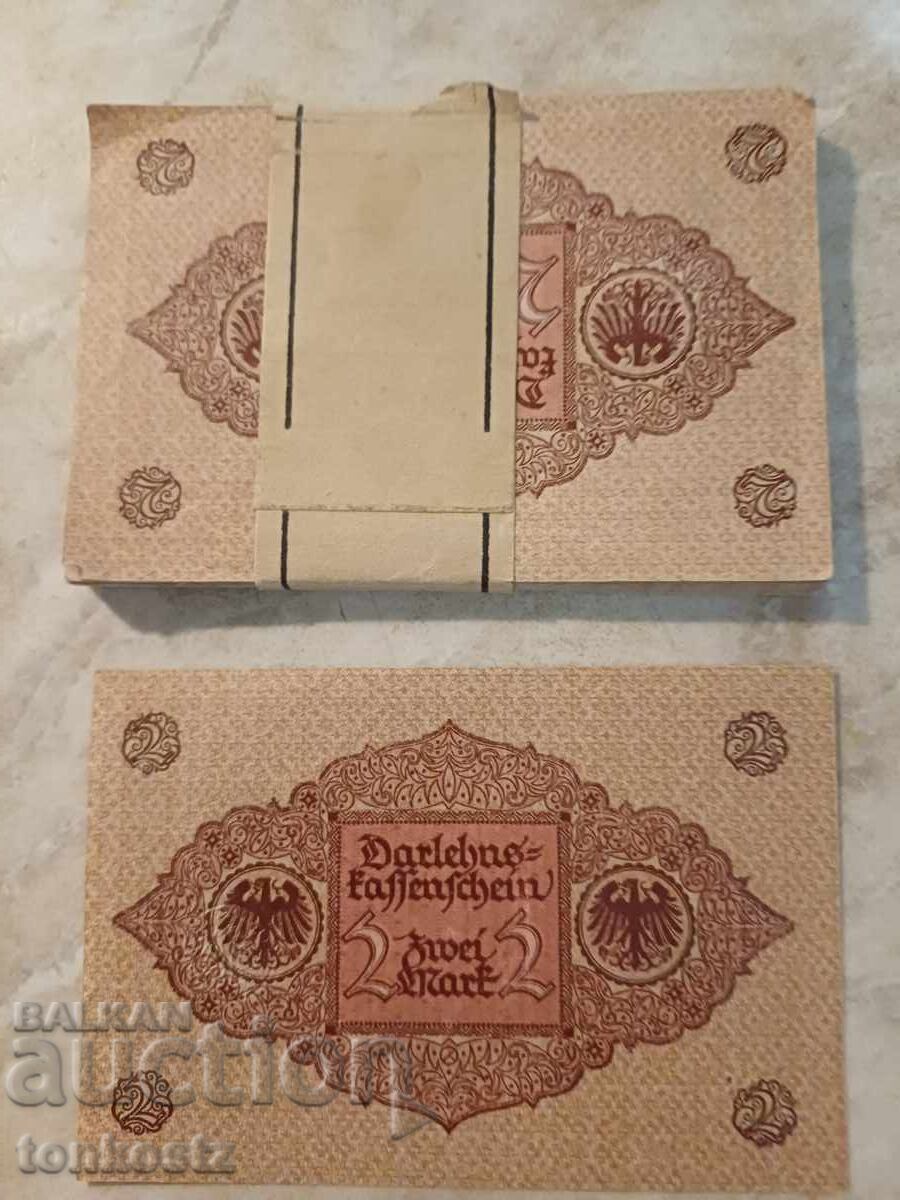Пачка 50бр. банкноти по 2 марки с цена € 70.00 | 136.91 лв.