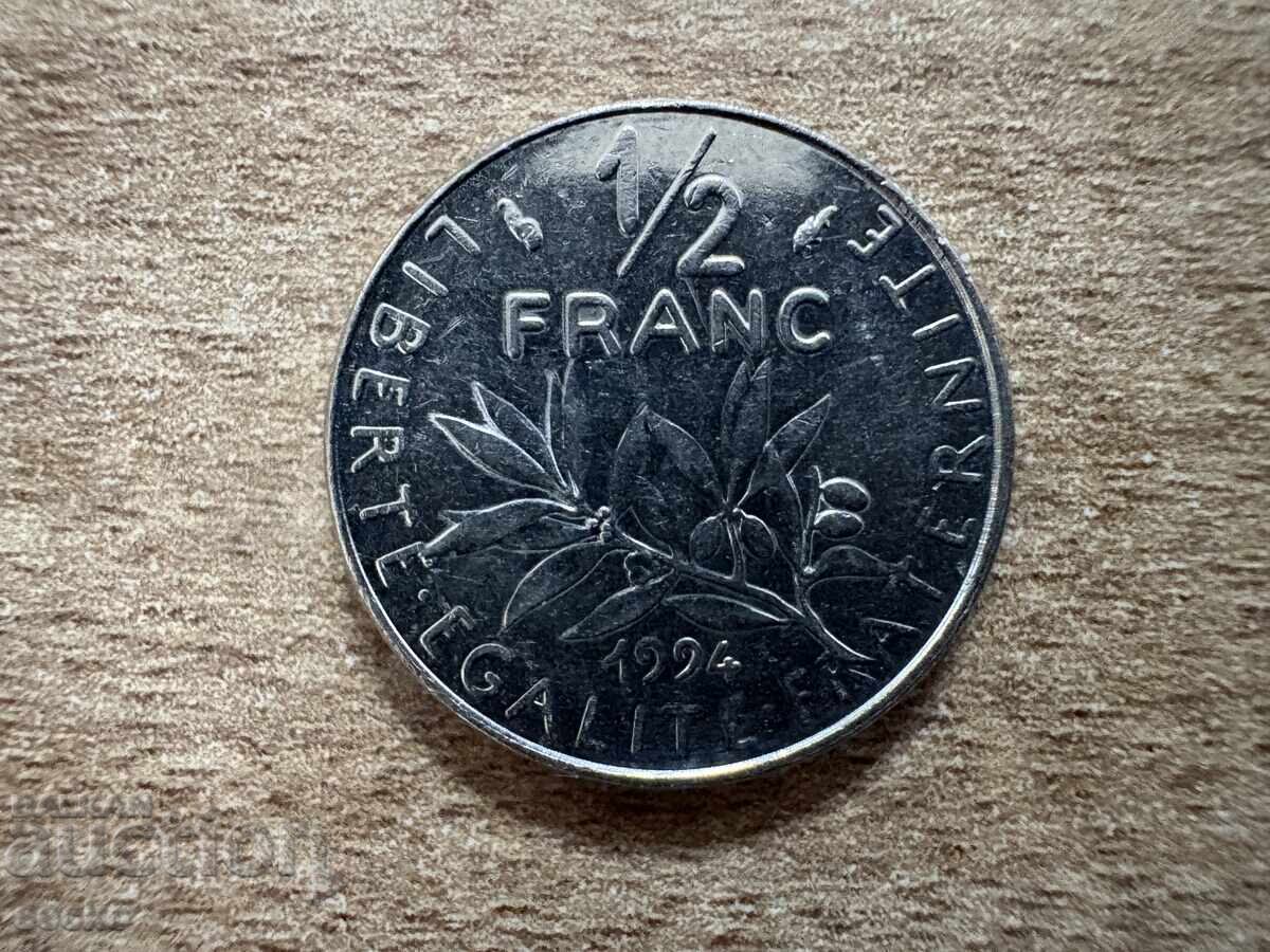Γαλλία - 1/2 φράγκο (1994) - "Δελφίνι" δεξιά της ονομαστικής αξίας