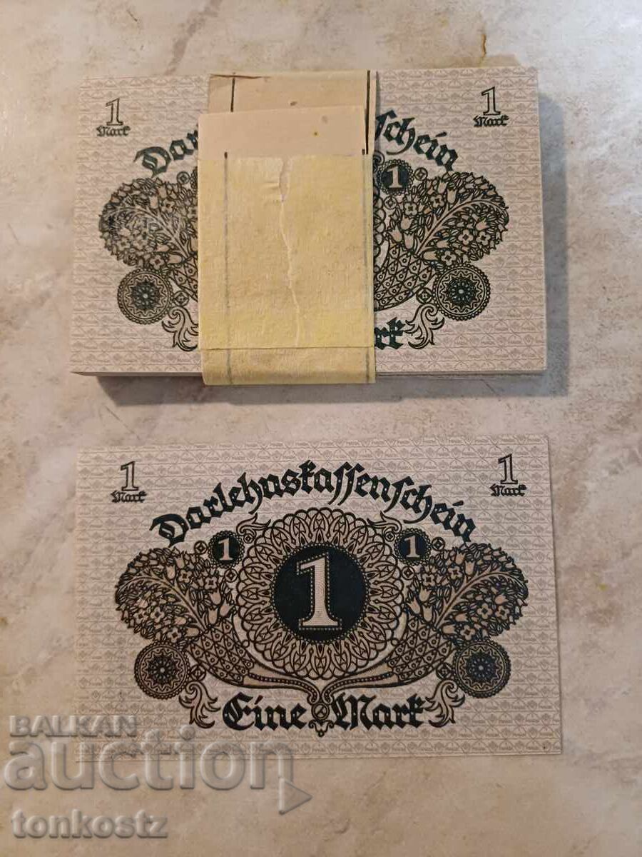 50 бр. Банкноти по 1 марка 1920г с цена € 65.00 | 127.13 лв.