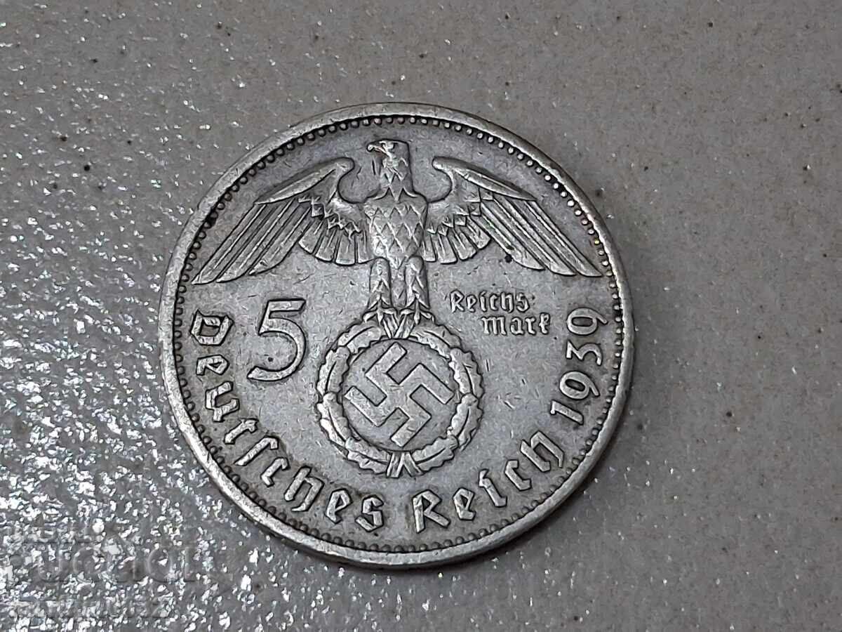Monedă 5 mărci 1939 Germania al Treilea Reich argint