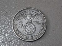 Monedă 5 mărci 1939 Germania al Treilea Reich argint