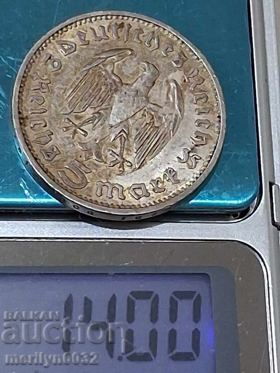 5 Mark Coin 1935 Germany Third Reich Silver - 5