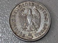 5 Mark Coin 1935 Germany Third Reich Silver