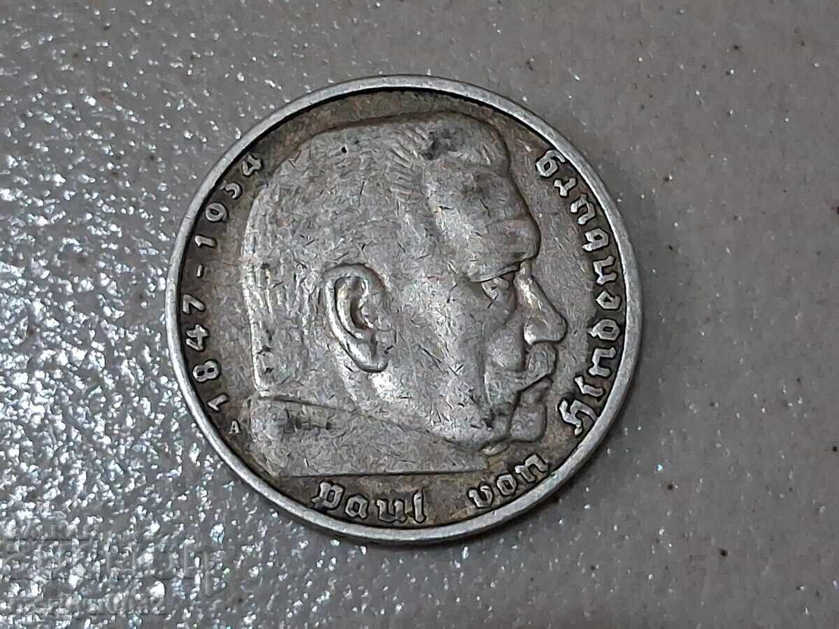 Monedă 5 mărci 1935 Germania Reichul al III-lea argint cu preț € 34.50 | 67.48 BGN