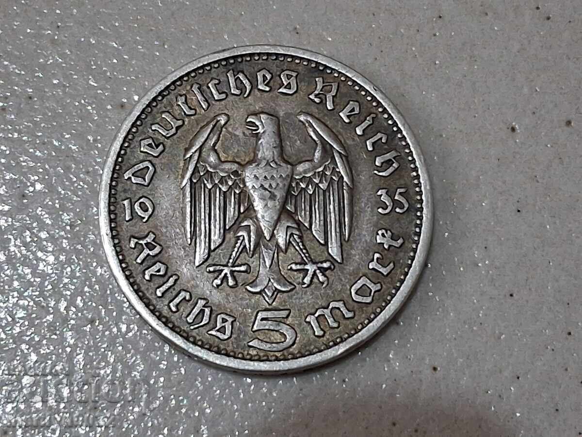 5 Mark Coin 1935 Germany Third Reich Silver 5 Mark Coin 1935 Germany Third Reich Silver