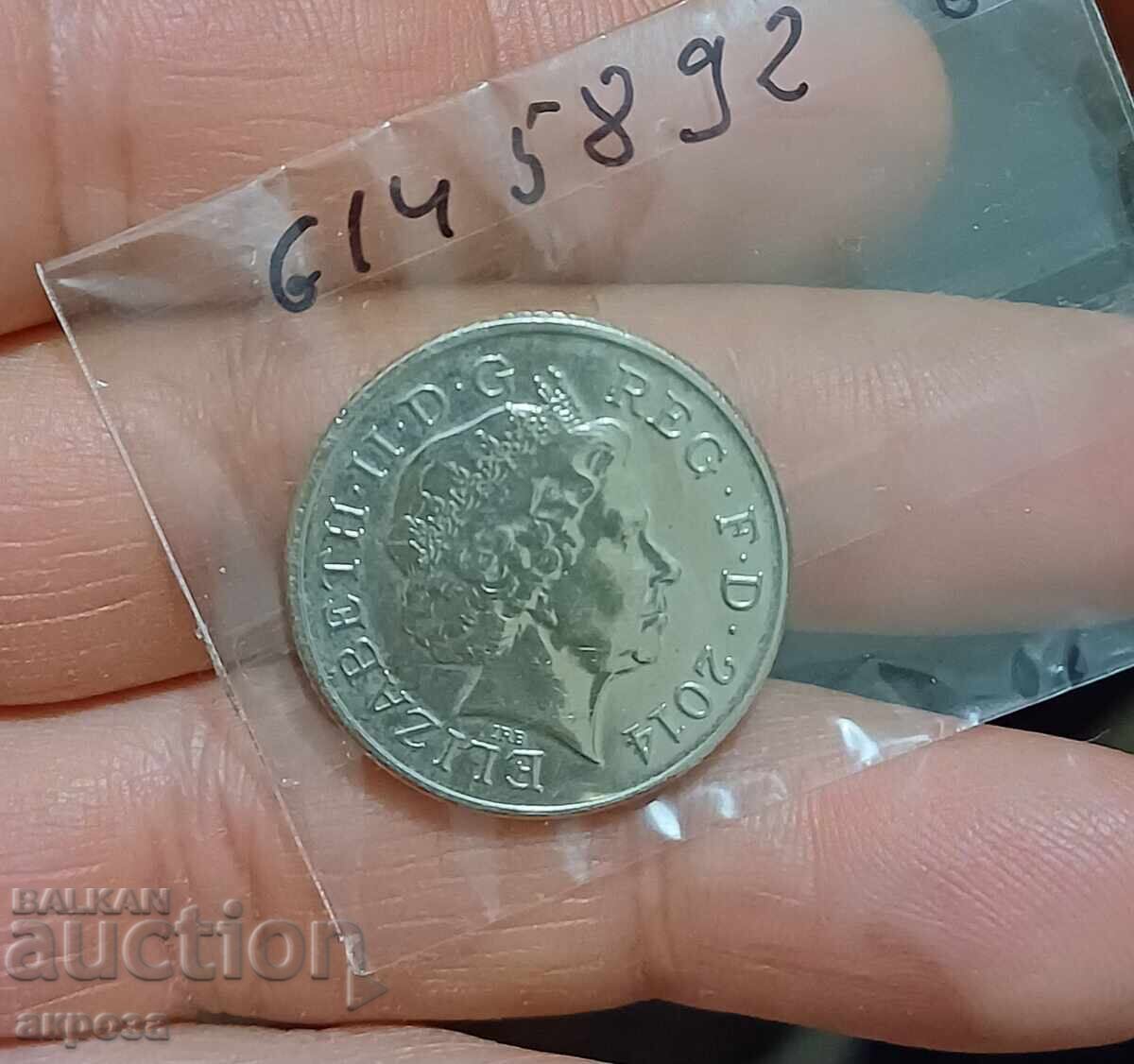 10 пенса Великобритания 2014 нециркулирали