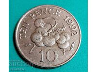 10 пенса Гърнси  1992 година
