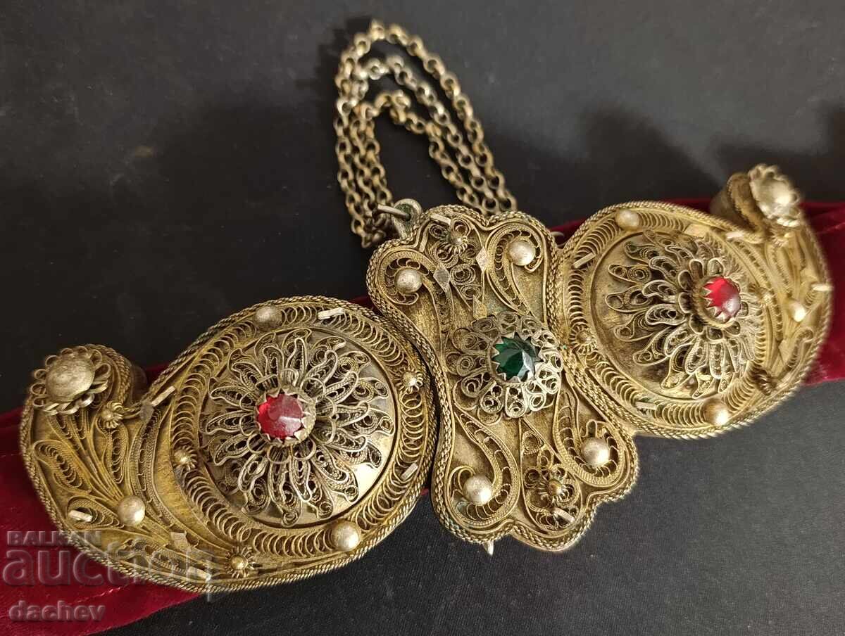 Παράδοση Αναγεννησιακές Ασημένιες Φιλιγκράν Επιχρυσωμένες παφτές παφτά ρούχα 19ος αιώνας