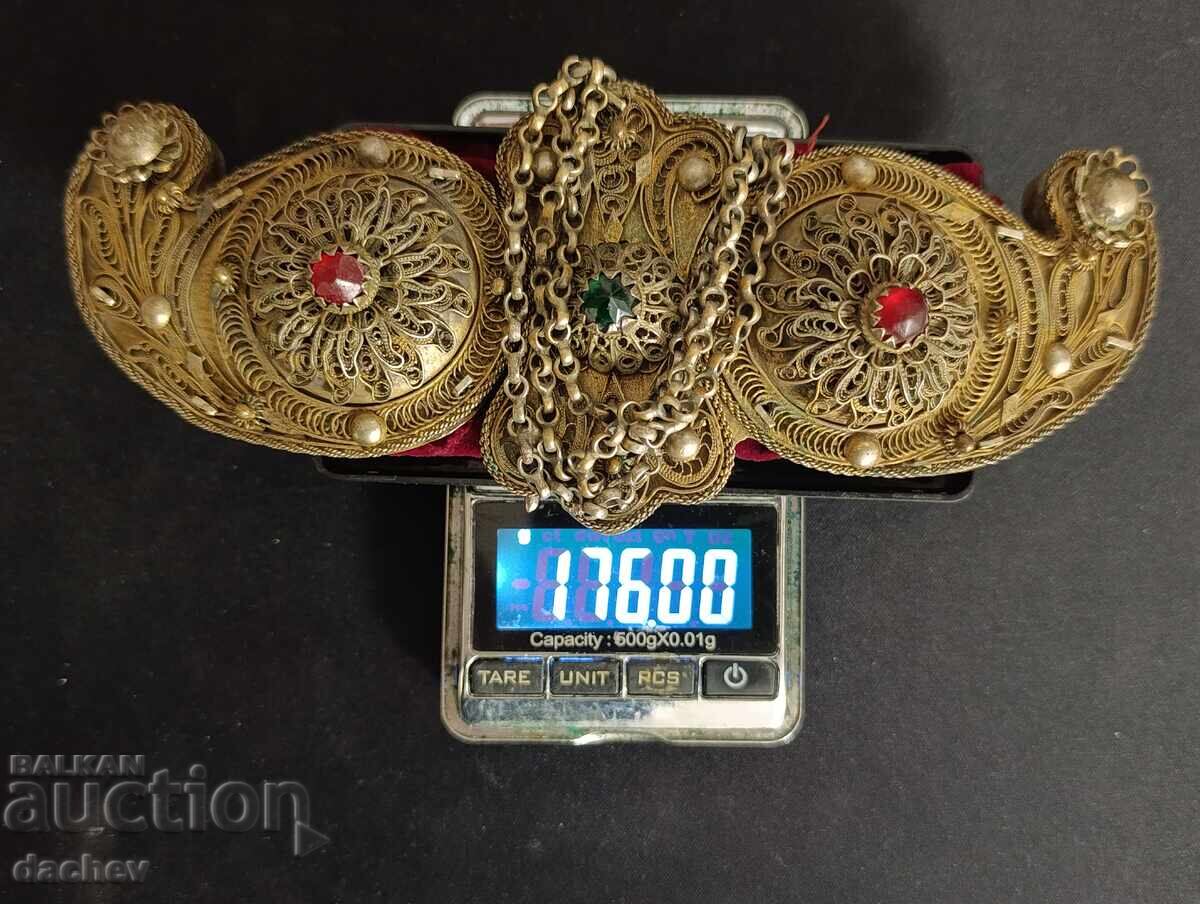 Αναγεννησιακές Ασημένιες Φιλιγκράν Επιχρυσωμένες παφτές παφτά ρούχα 19ος αιώνας - 7