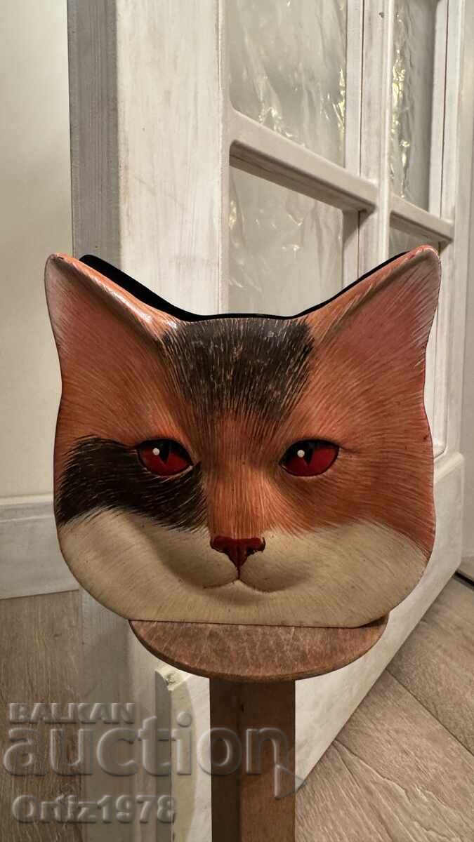 Licitație Suport de șervețele vintage, de autor – lemn lăcuit pictat, semnat