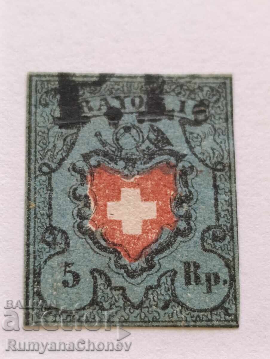 Пощенска марка Швейцария 1850 Пощенска марка Швейцария 1850
