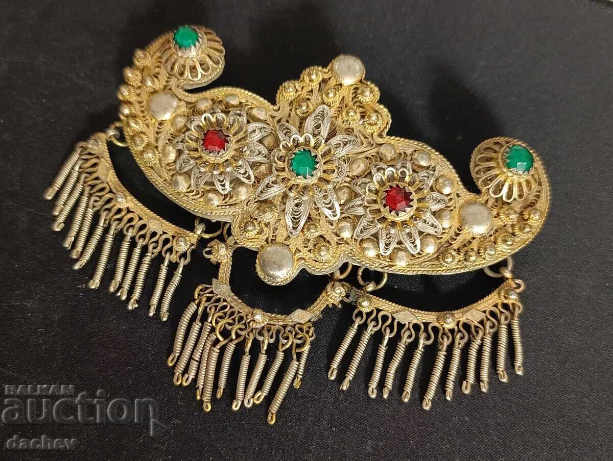 Παράδοση Αναγεννησιακές Ασημένιες Φιλιγκράν Επιχρυσωμένες παφτές παφτά ρούχα 19ος αιώνας