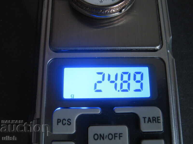 Цилиндър стар джобен часовник сребърен /порцеланов циферблат - 6