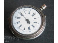 Cylinder old pocket watch silver / porcelain dial