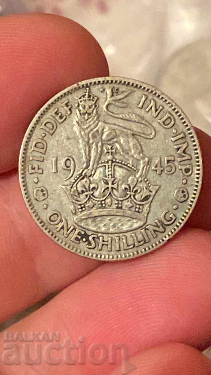 Marea Britanie 1 șiling 1945 George VI argint