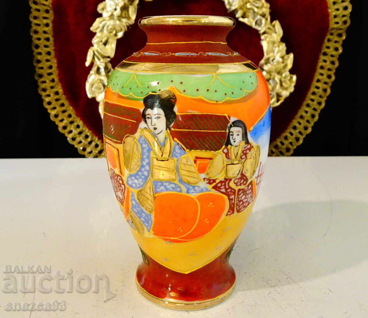 Vază Satsuma, porțelan os japonez, aur