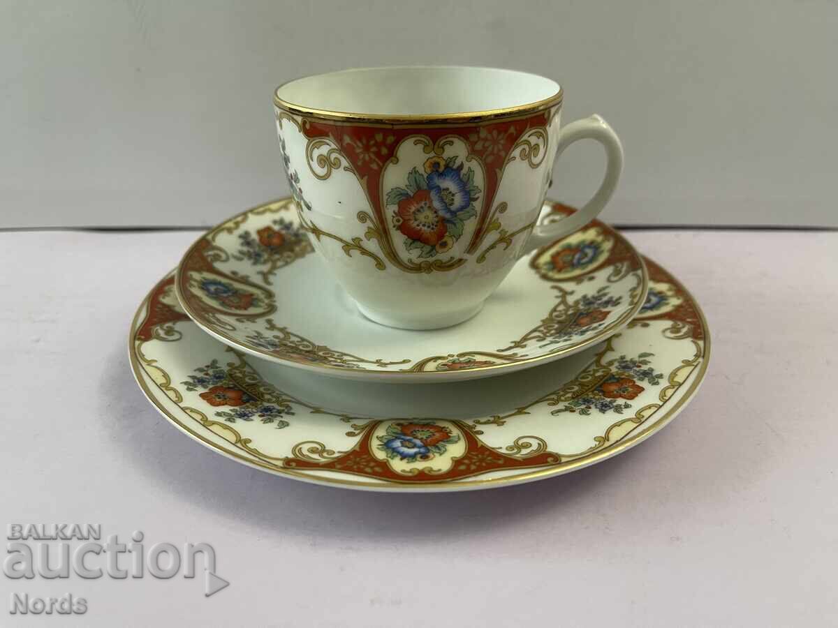 A beautiful triple tea set