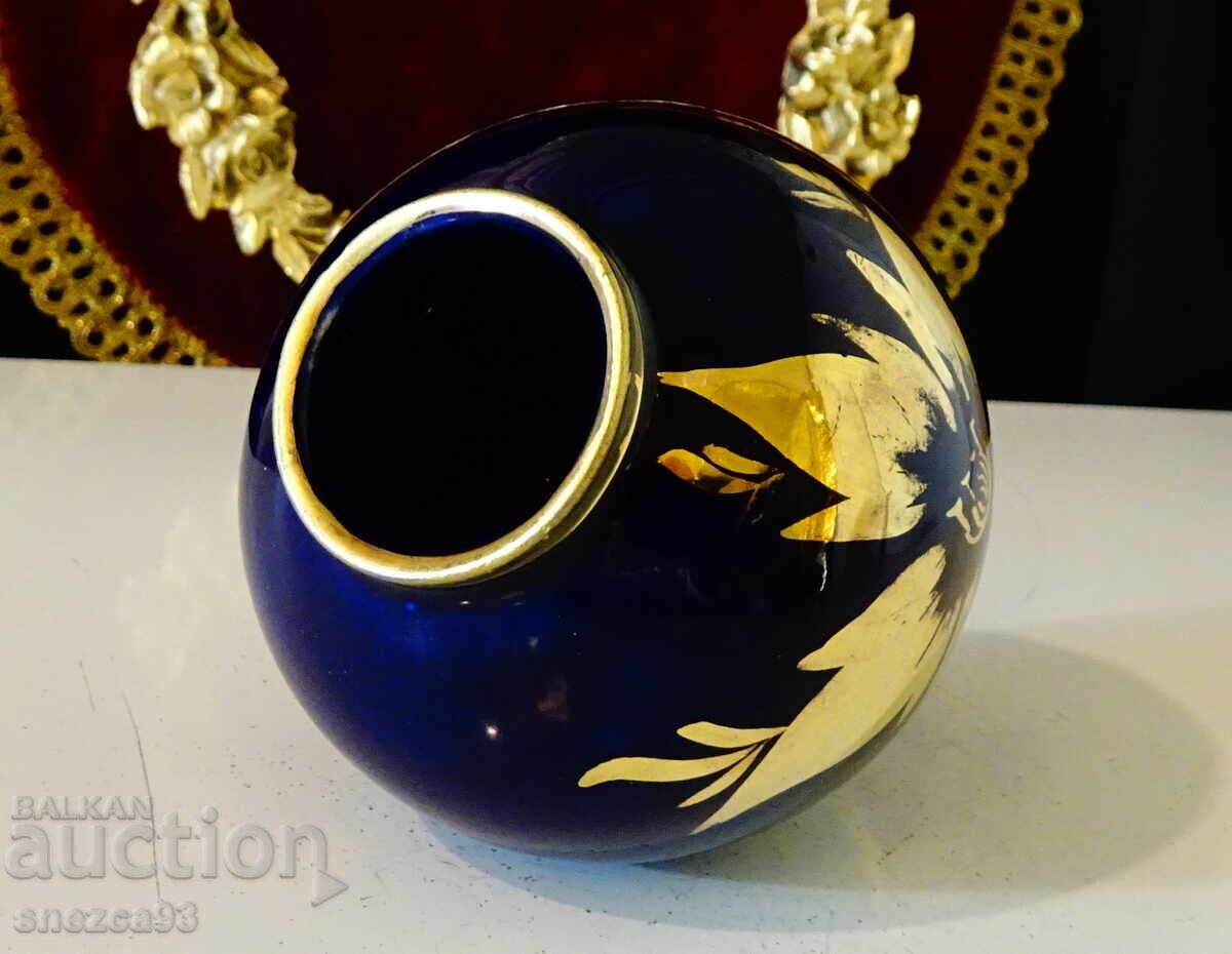 Δημοπρασία Πορσελάνινο βάζο, χρυσό, κοβάλτιο, χειροποίητο