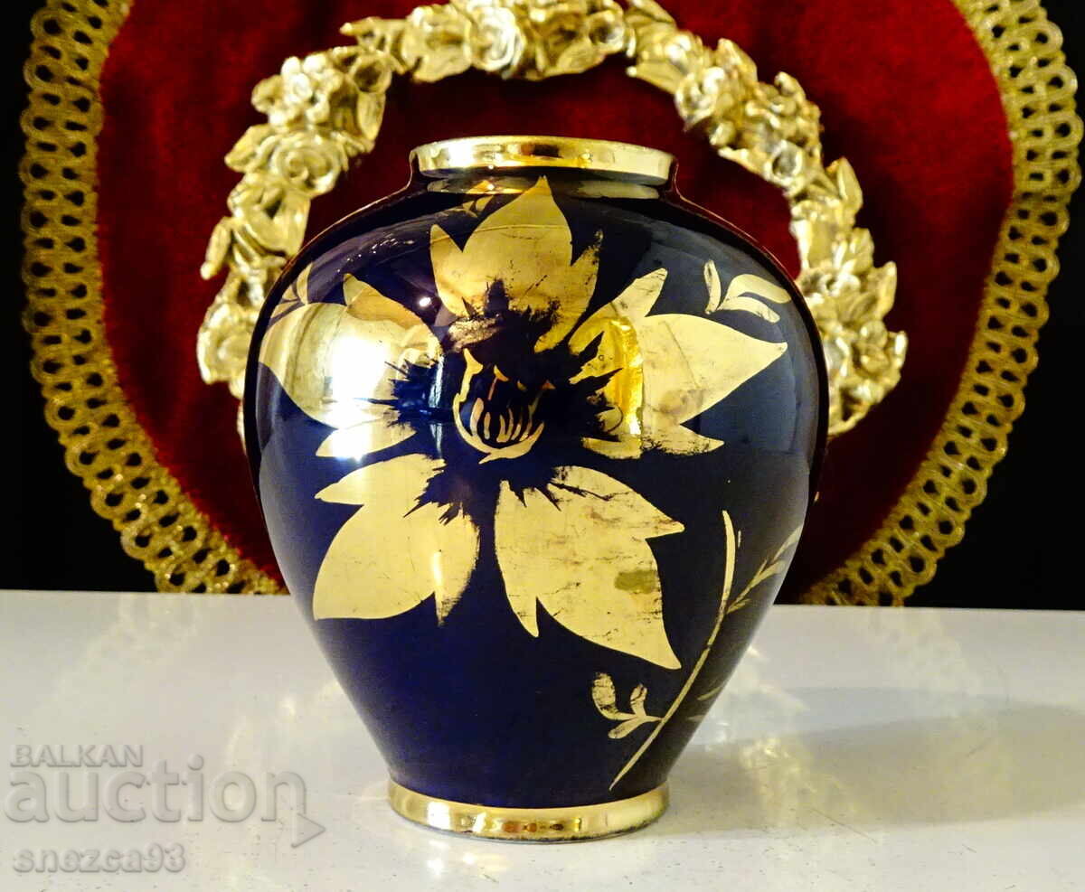 Παράδοση Πορσελάνινο βάζο, χρυσό, κοβάλτιο, χειροποίητο