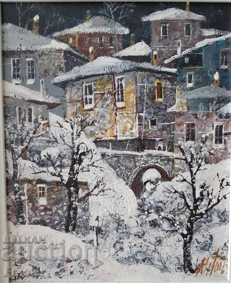 Mitko Dimitrov 1946-2022 Peisaj Iarnă V 2015g. ulei pe pânză cu preț € 290.00 | 567.19 BGN