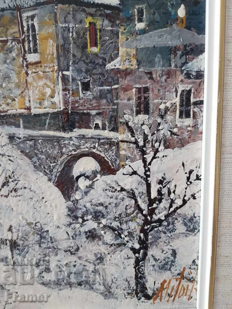 Mitko Dimitrov 1946-2022 Peisaj Iarnă V 2015g. ulei pe pânză - 5