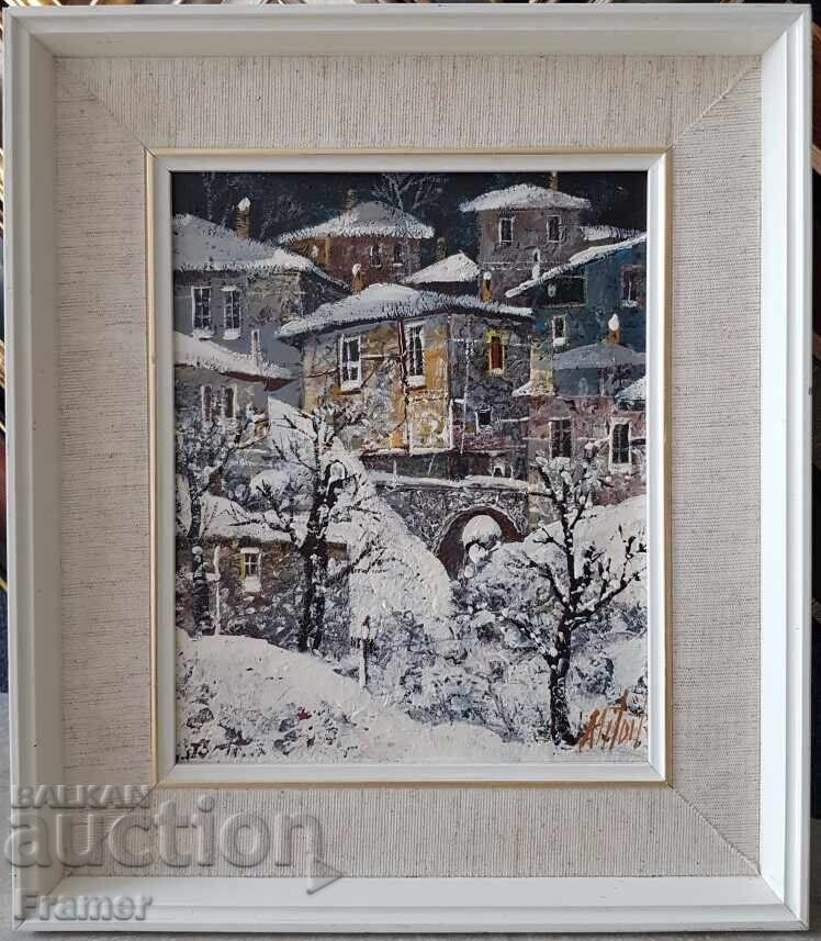 Mitko Dimitrov 1946-2022 Peisaj Iarnă V 2015g. ulei pe pânză