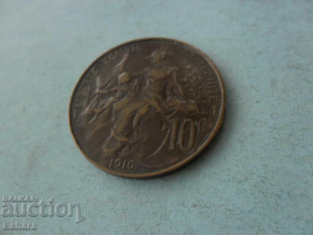 10 сантима 1916 г. Франция с цена € 9.00 | 17.60 лв.