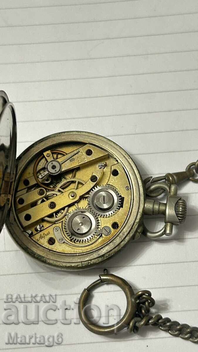 Сребърен джобен часовник с кюстек не работи - 6