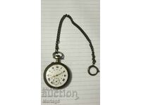 Сребърен джобен часовник с кюстек не работи