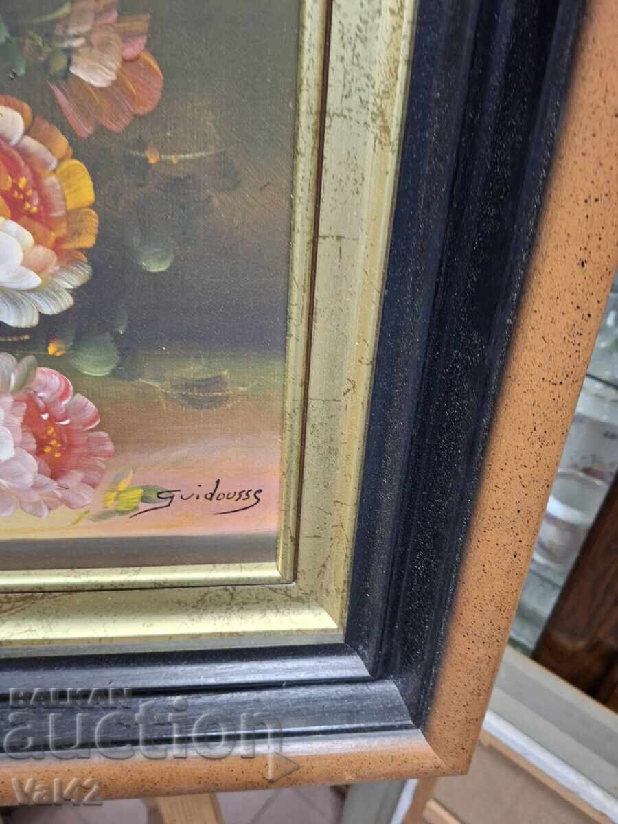 Πίνακας – Πολύχρωμη σύνθεση με λουλούδια, ελαιογραφία σε καμβά με τιμή € 0.01 | 0.02 BGN