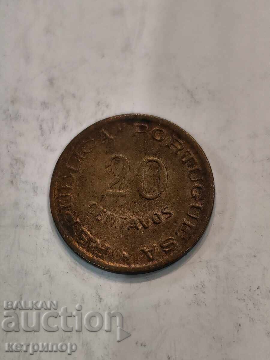 20 центаво Мозамбик 1950 г. с цена € 8.00 | 15.65 лв.